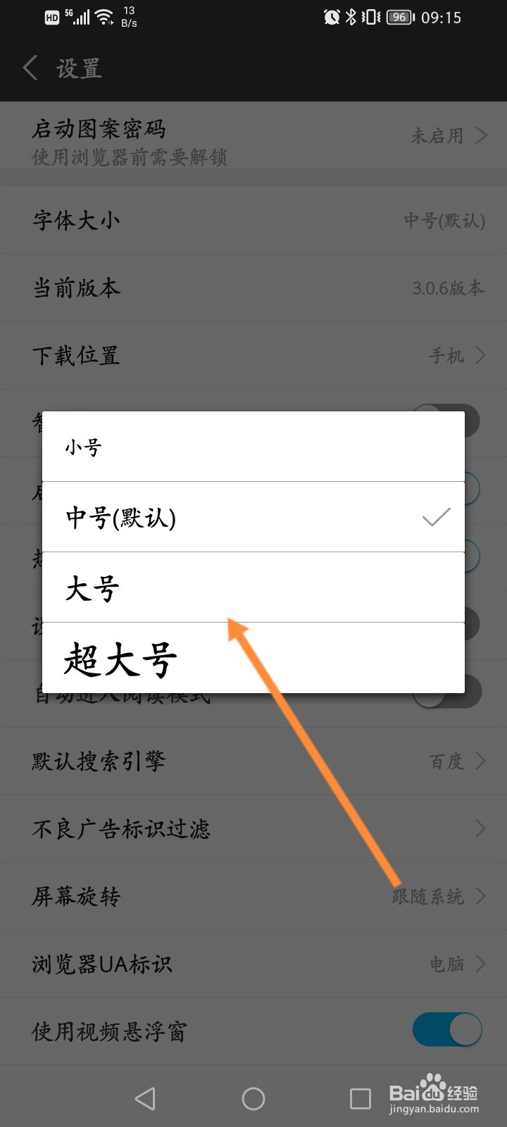 私密浏览器怎么更换字体大小