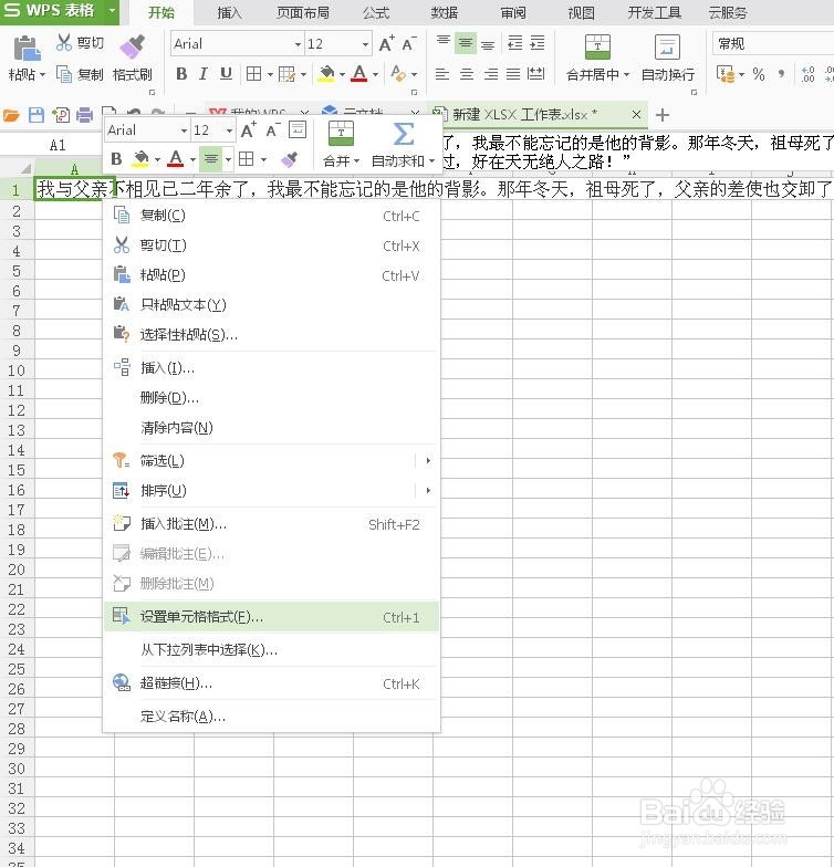 excel中如何快速让单元格内文字换行