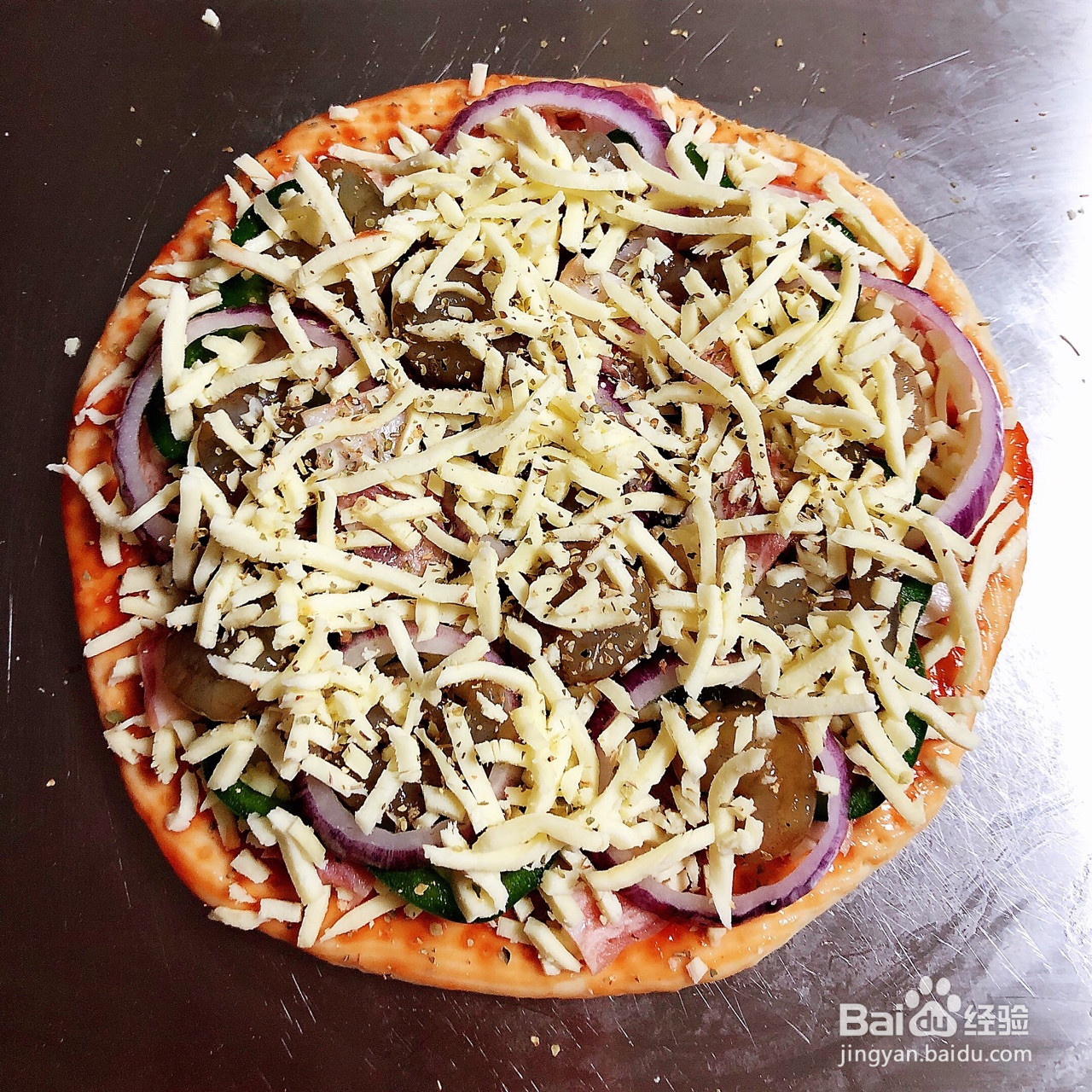 培根虾仁披萨的做法