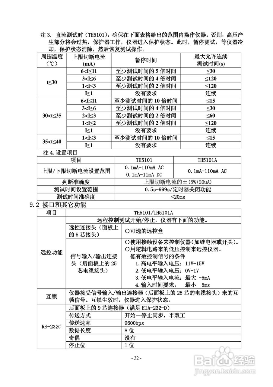 锦流源电子TH5101/TH5101A耐压仪说明书:[4]