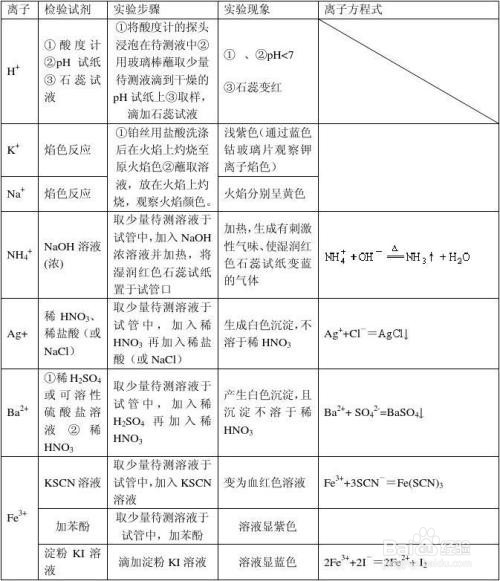 常见离子的检验方法