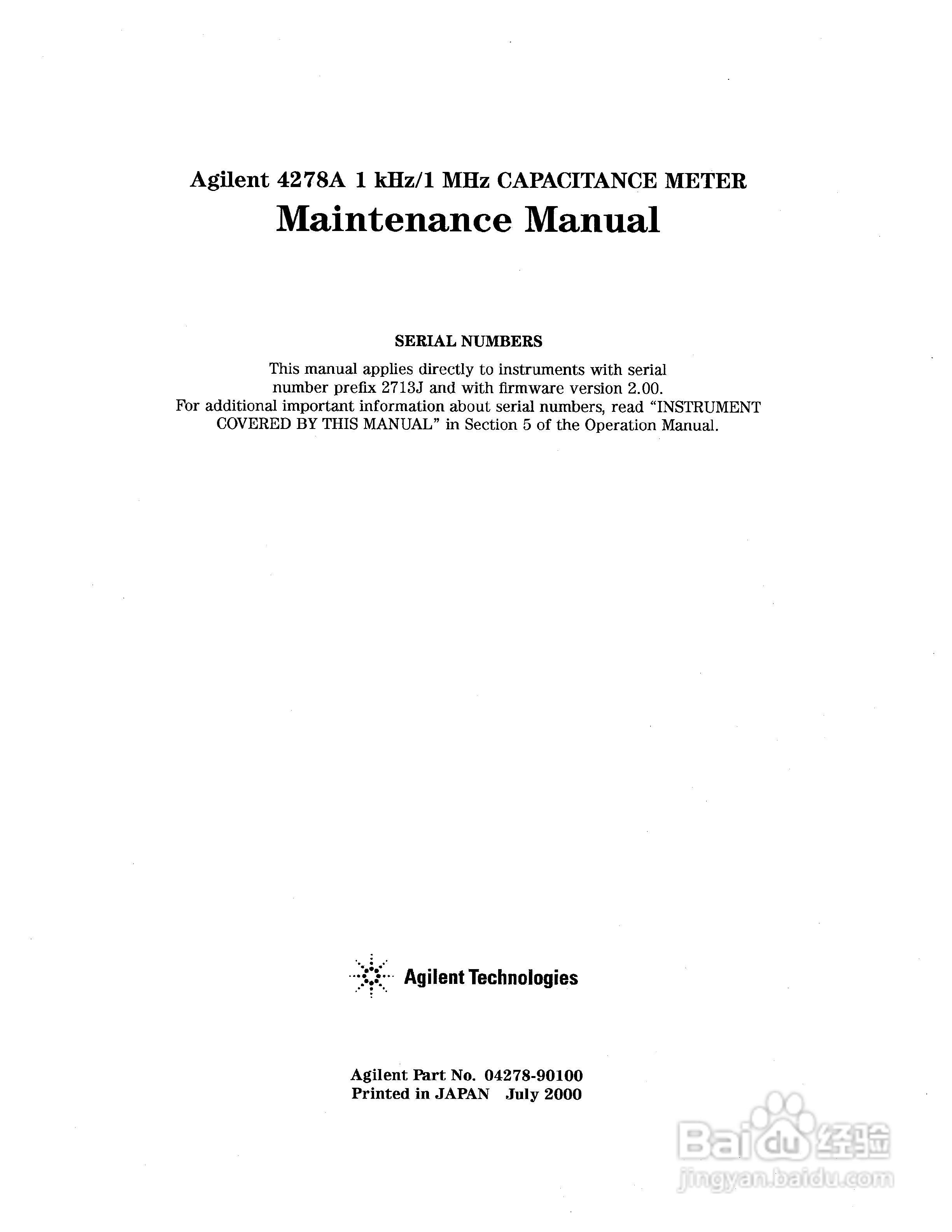 HP 4278A测试电桥使用说明书:[1]