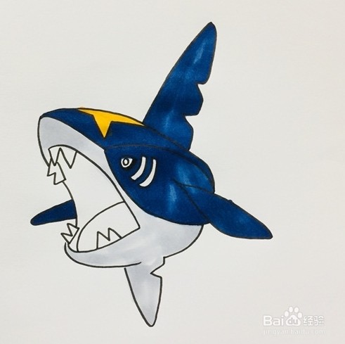 画巨齿鲨 简笔画图片