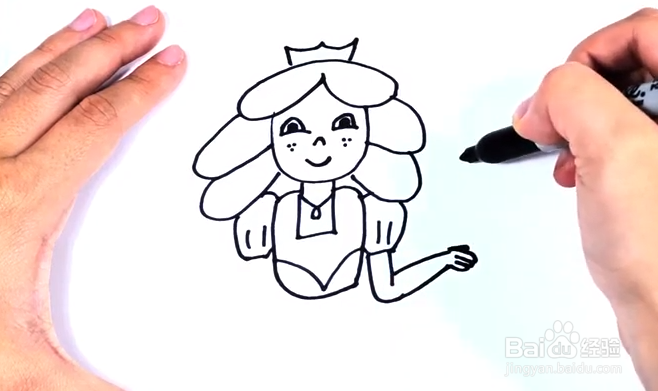 简笔画——怎么样用彩笔一笔一笔画白雪公主?