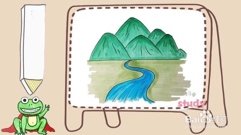 黄河风景画简单图片