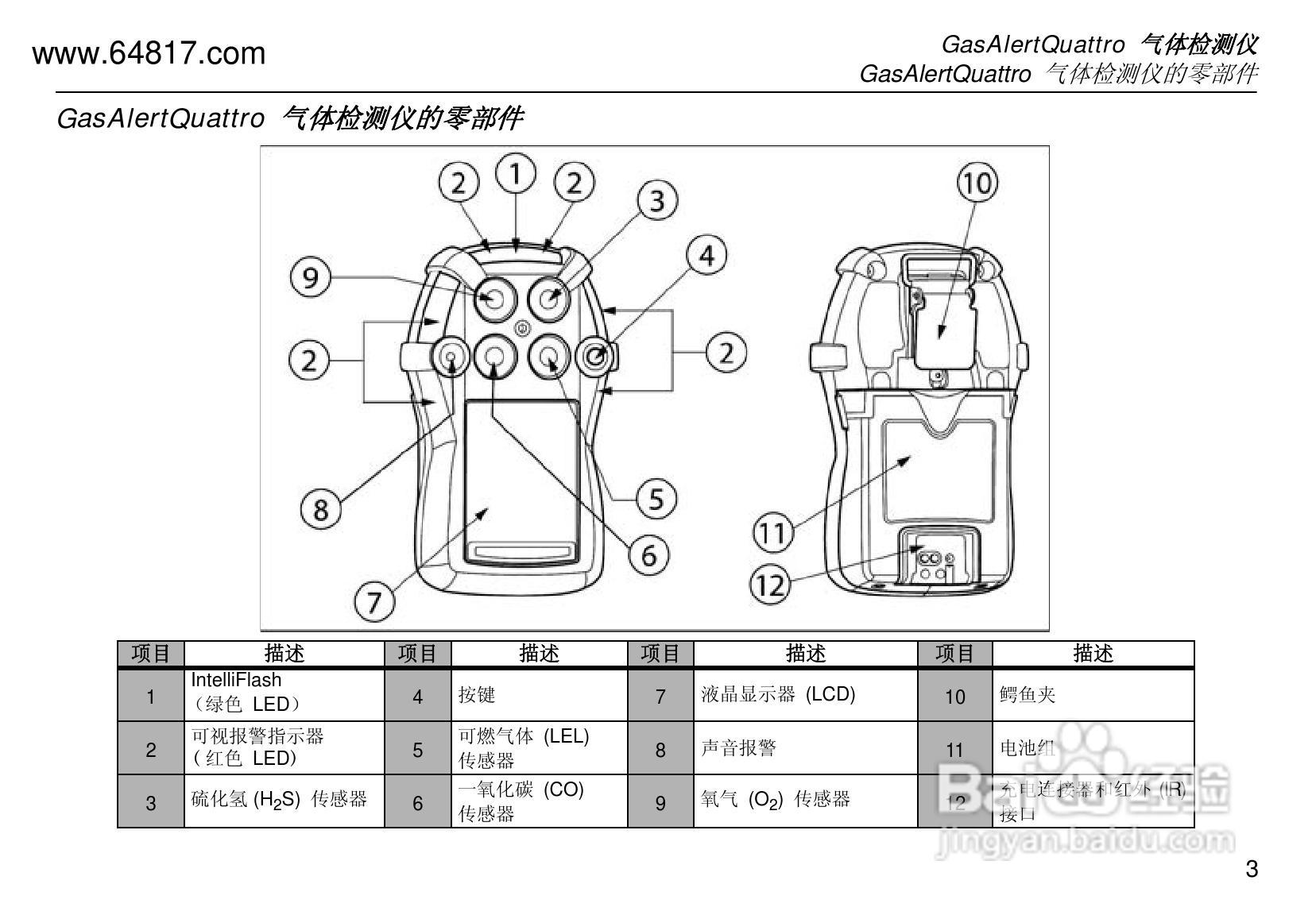 GasAlert Quattro四合一气体检测仪使用说明书:[1]
