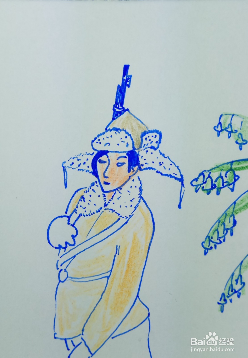 怎样画简笔画冬天穿兵服的女人