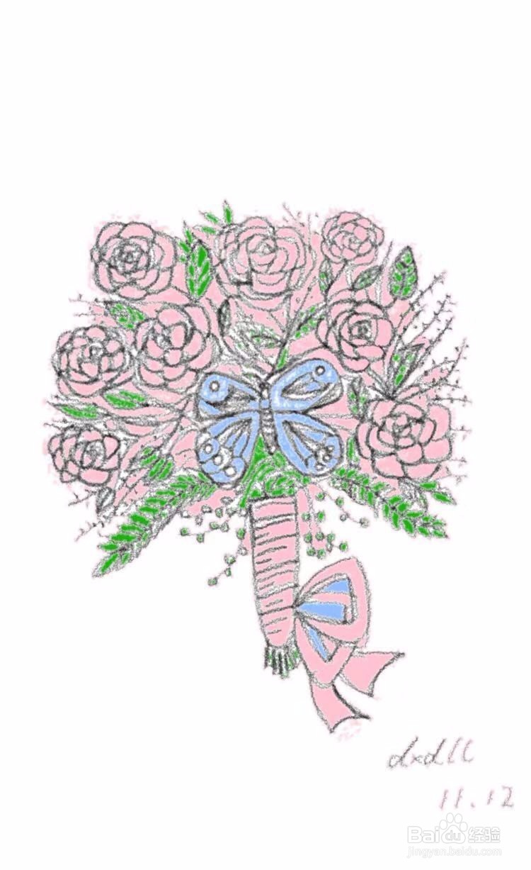 茉莉手绘之手捧花束