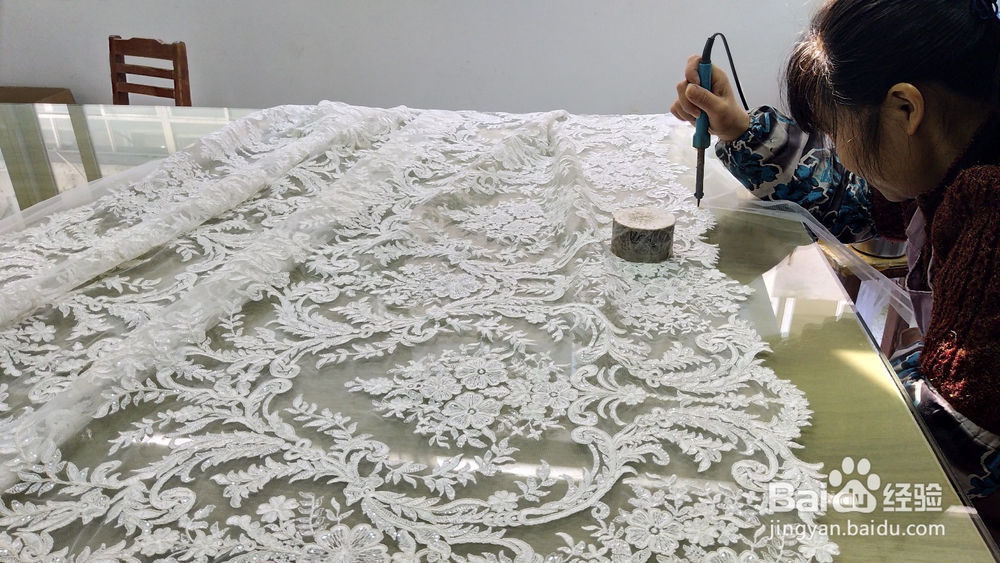婚纱面料-电脑绣花面料生产流程
