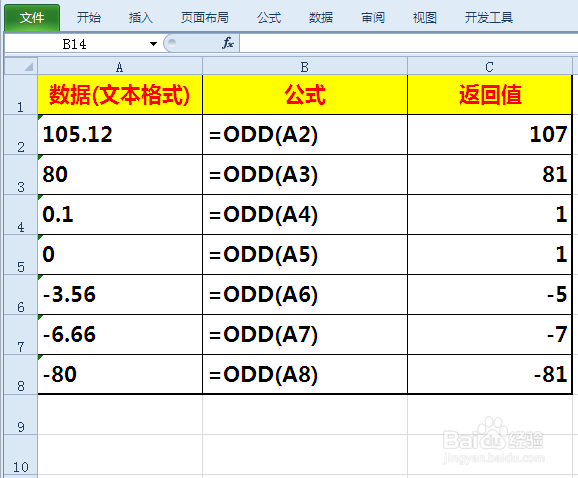 EXCEL2010版ODD函数基本用法