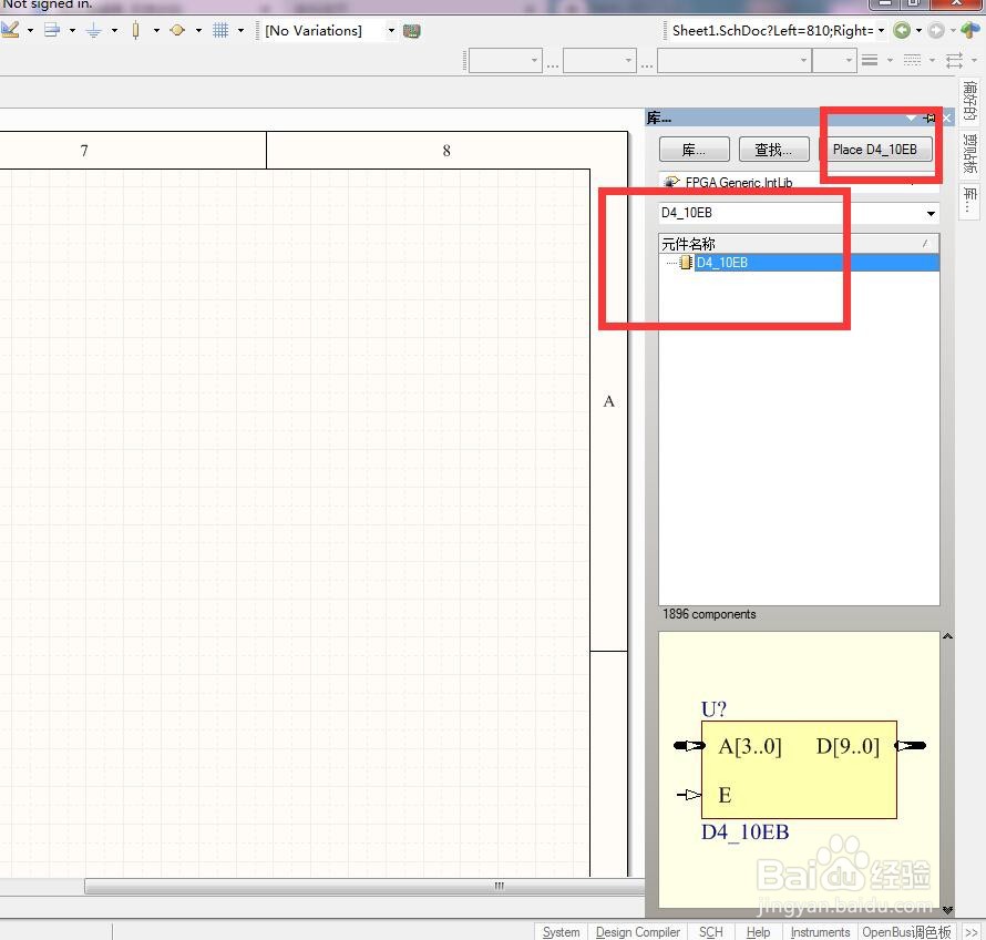 如何在AD中放置4转10总线使能解码器？