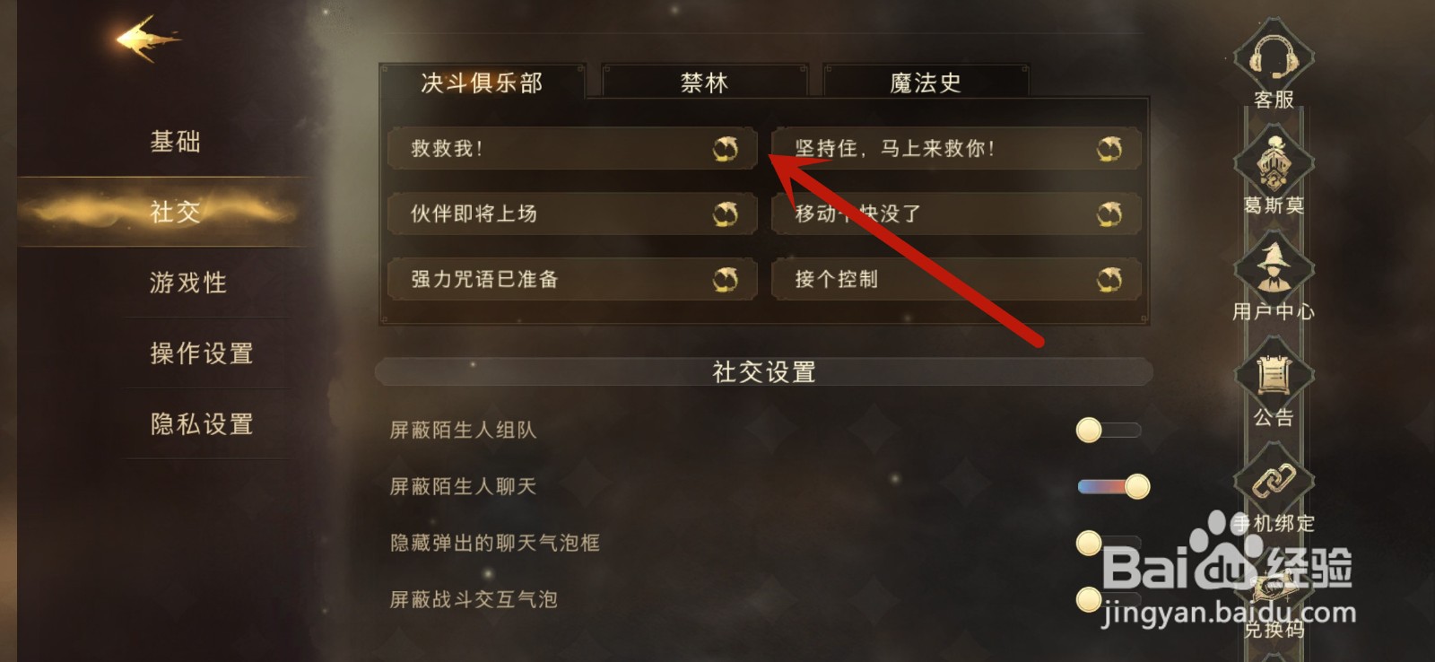 哈利波特魔法觉醒怎么修改快捷聊天语
