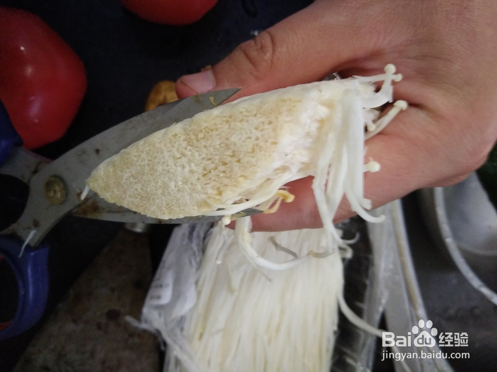 金针菇的根部剪切