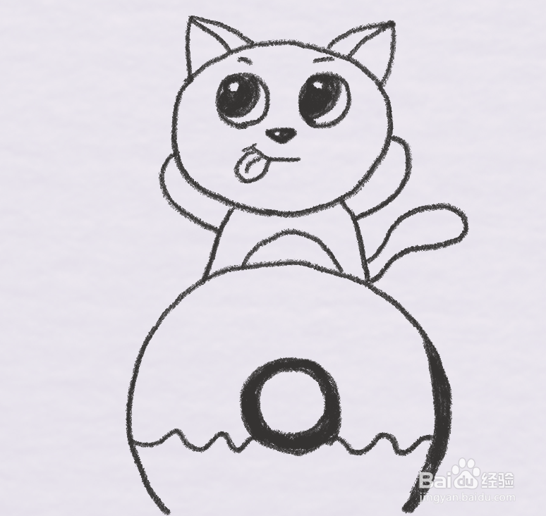 小猫咪吃甜甜圈怎么画