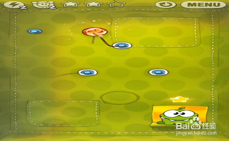 手机游戏割绳子level2-9、level2-10三星攻略