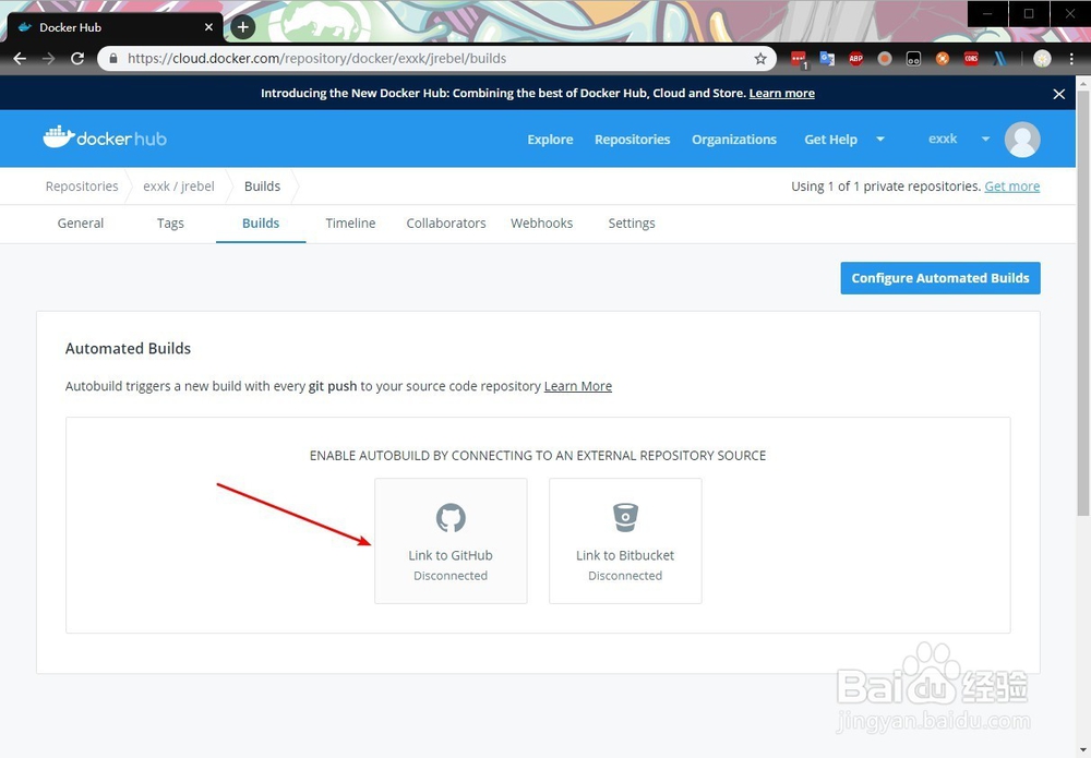 dockerhub连接GitHub自动构建镜像
