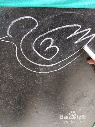 漂亮小鸭子的粉笔画