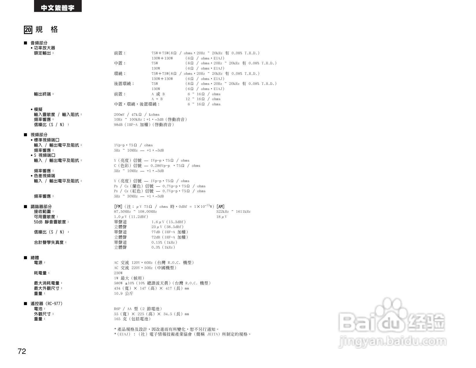 BENON AVR-1705功放操作说明书:[4]