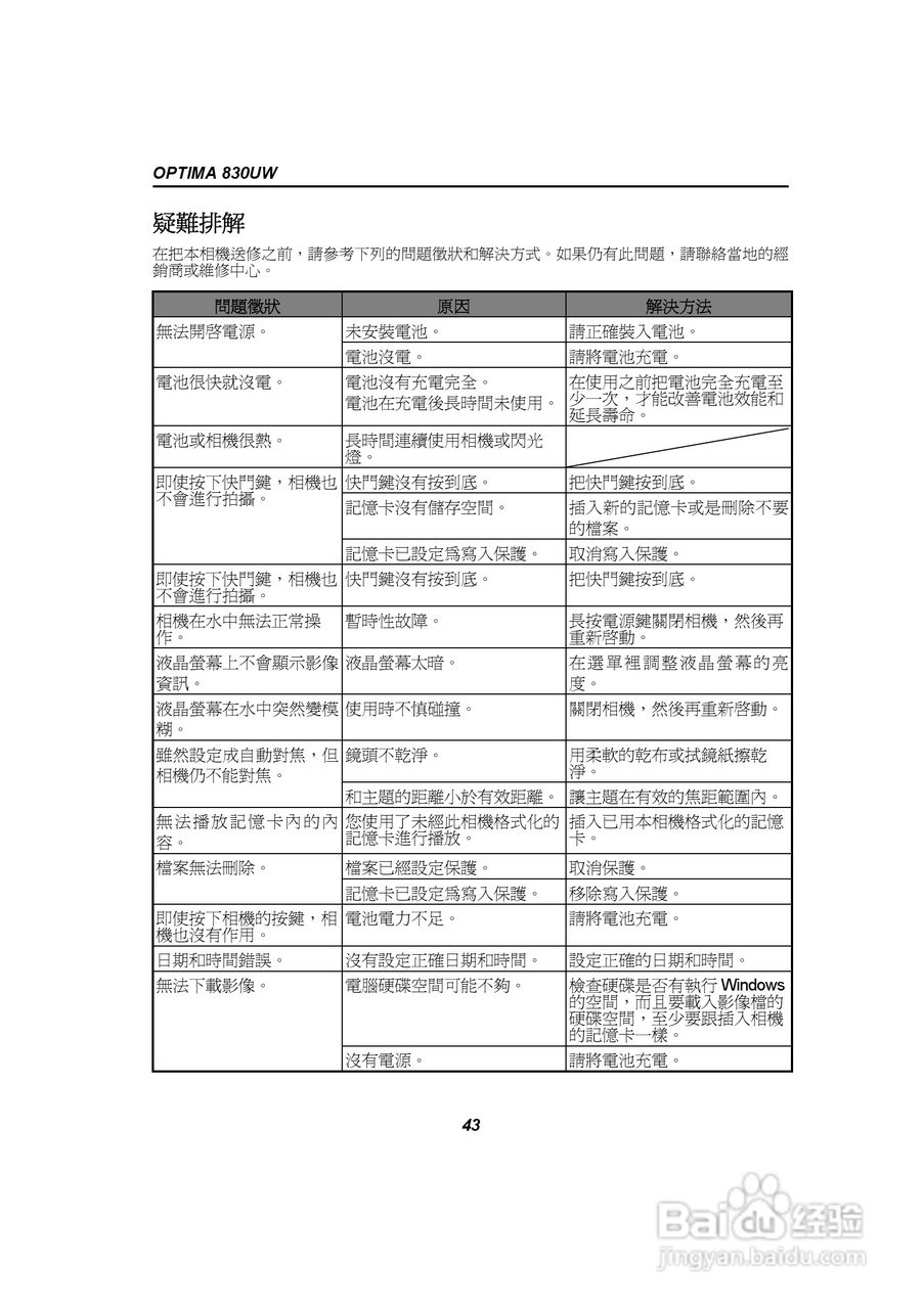 爱克发AgfaPhoto OPTIMA 830UW数码相机使用说明书:[5]