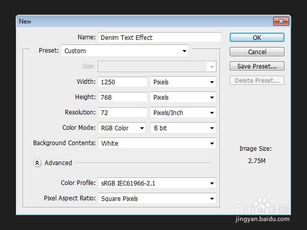 如何在Photoshop中制作缝合牛仔布文字效果