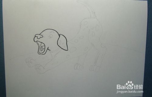彩色简笔画可爱的小斑点狗