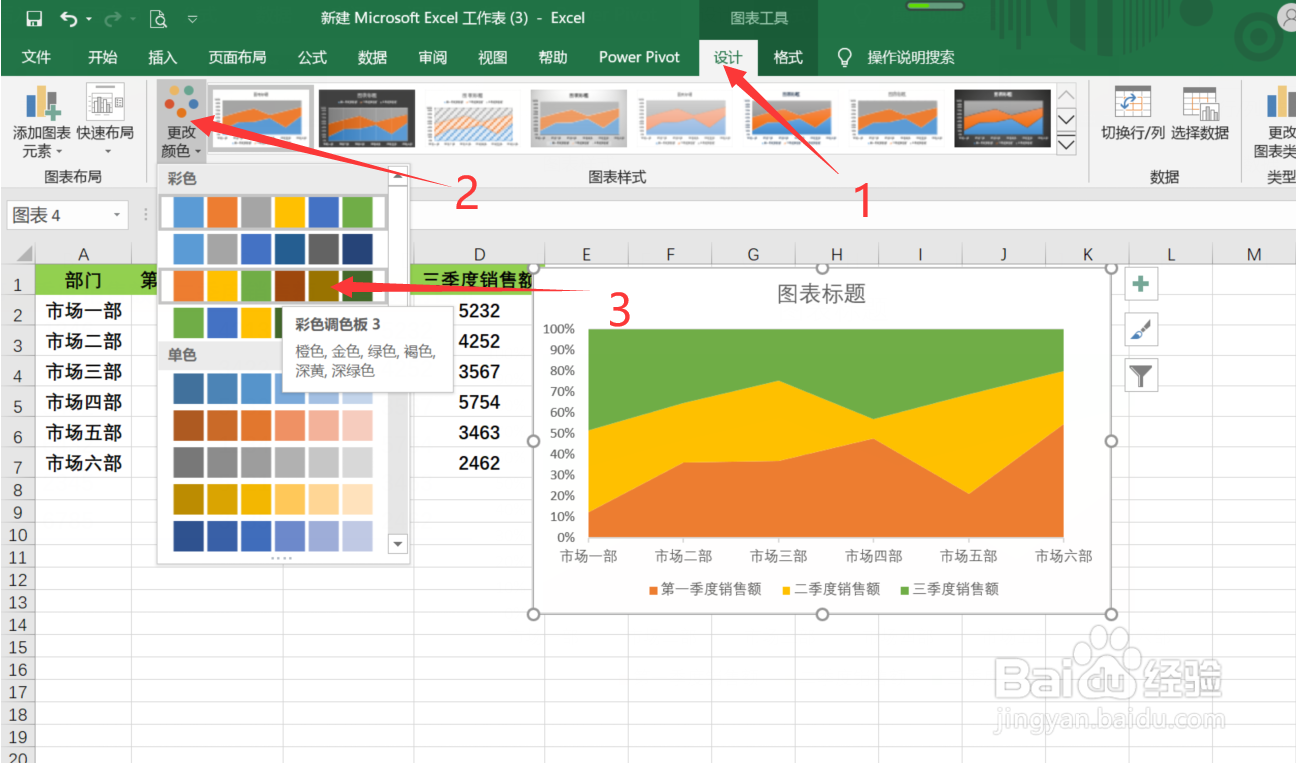 Excel中怎么制作百分比堆积面积图