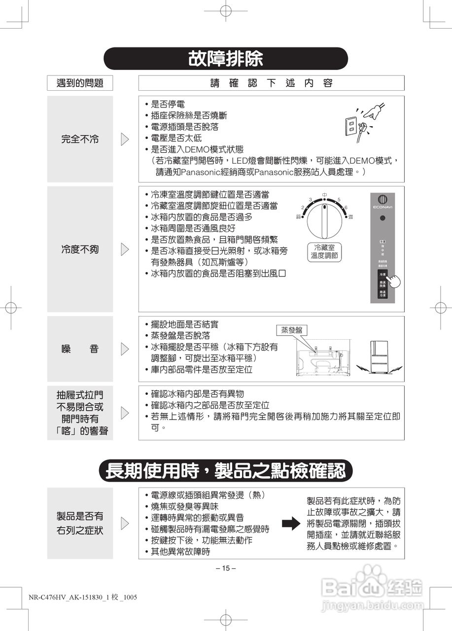 松下NR-C476HV电冰箱使用说明书
