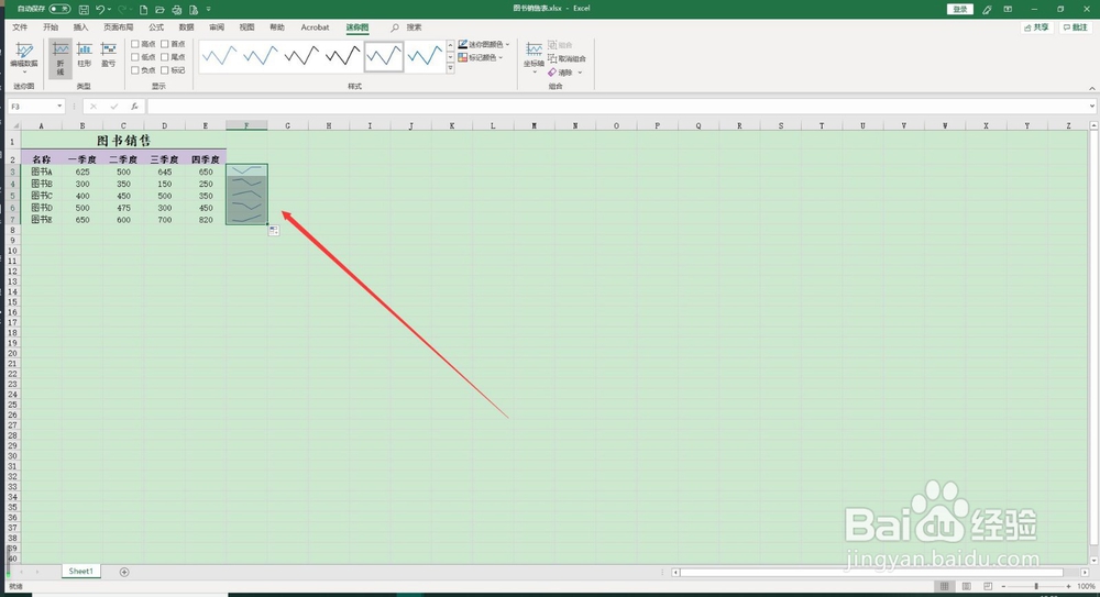 Excel 2019如何创建迷你折线图