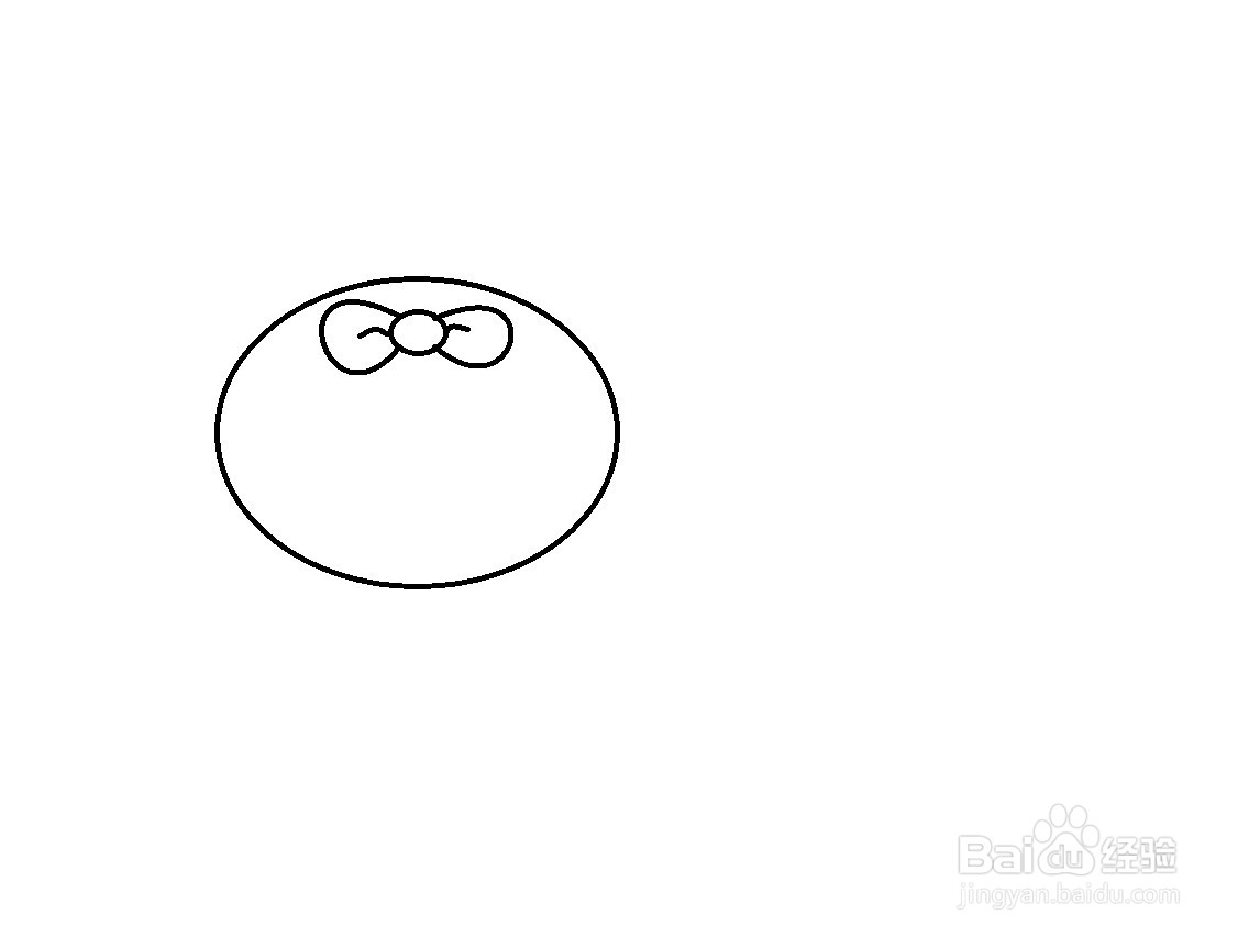 怎样画戴蝴蝶结的小猫