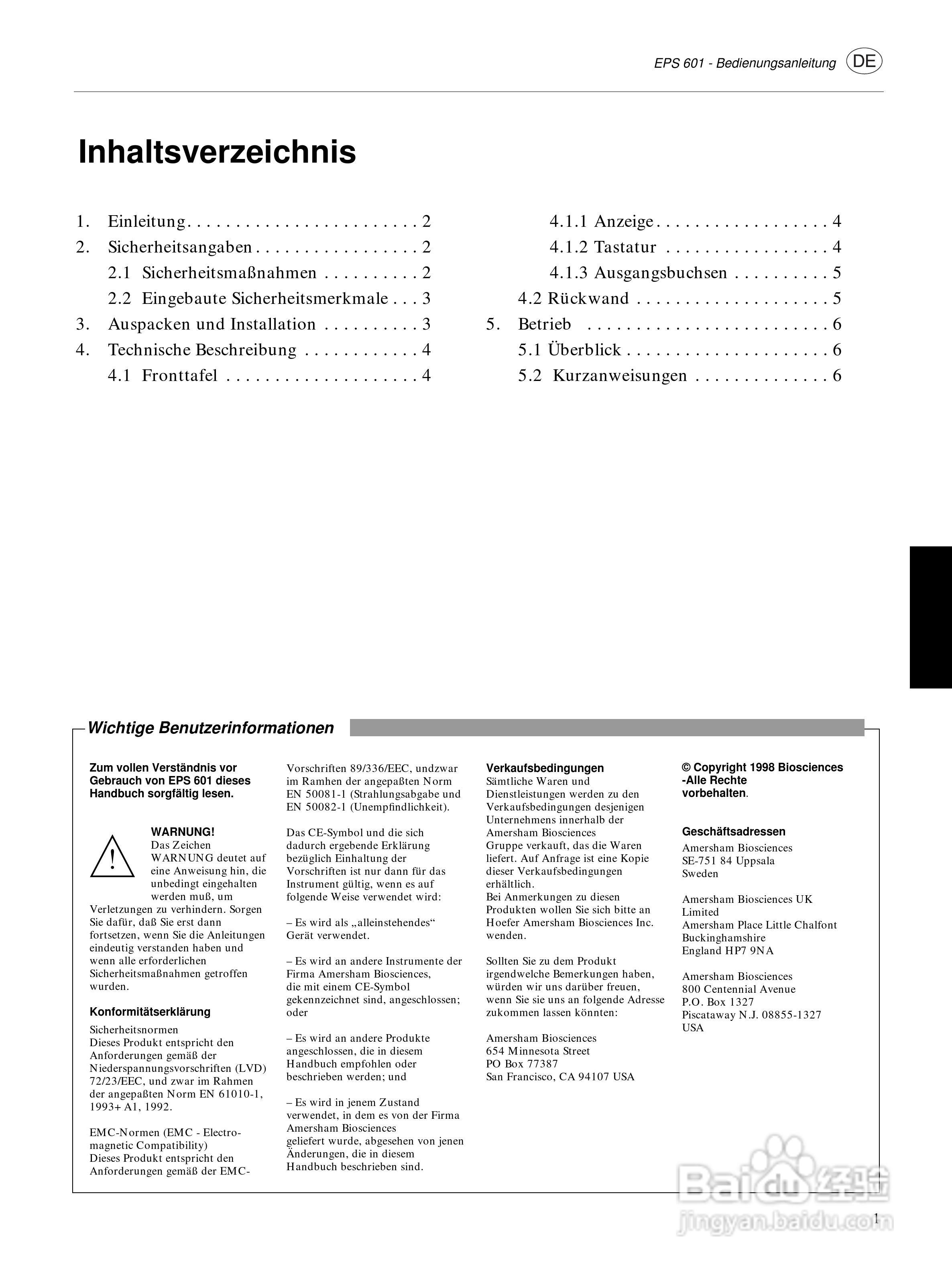 Amersham-eps601电源使用说明书:[3]