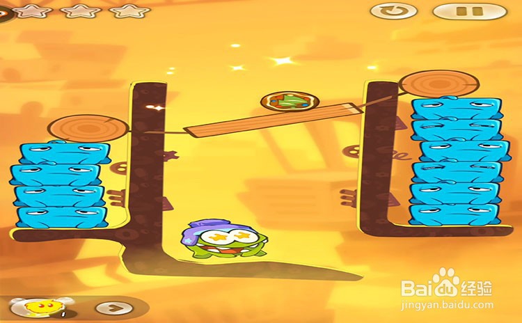 手机游戏割绳子2关卡3-1、关卡3-2三星攻略