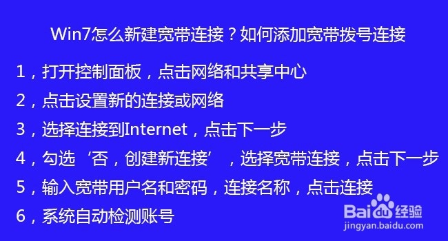 Win7怎么新建宽带连接？如何添加宽带拨号连接