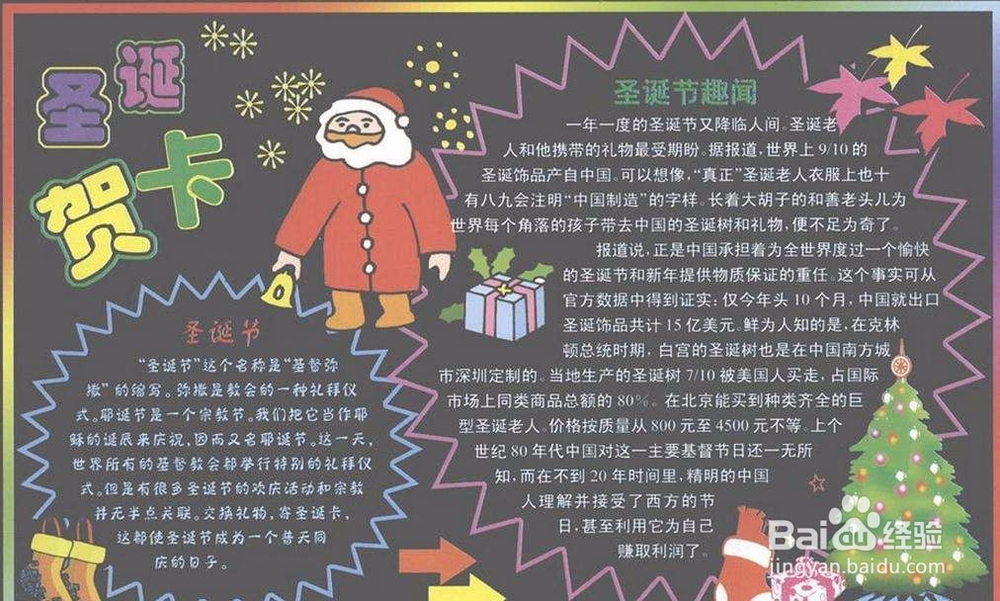 圣诞节黑板报怎样画