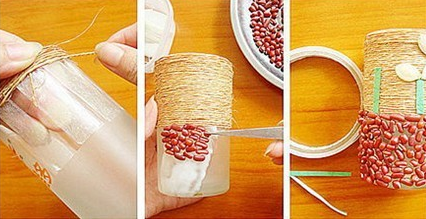 手工制作南瓜子笔筒方法