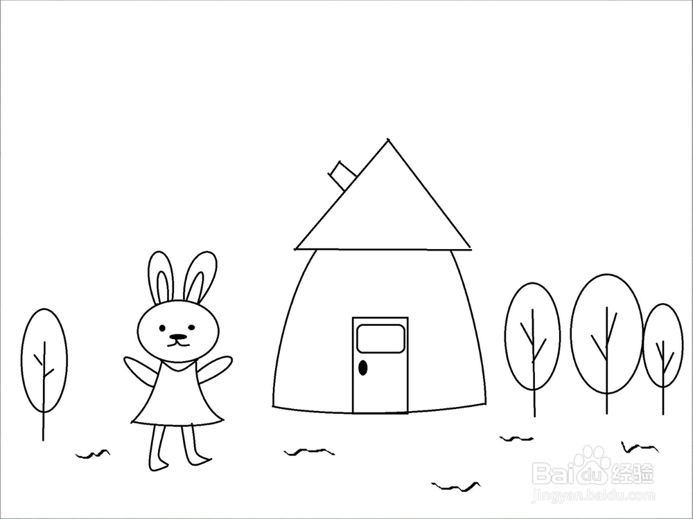 小兔的家：简笔画步骤