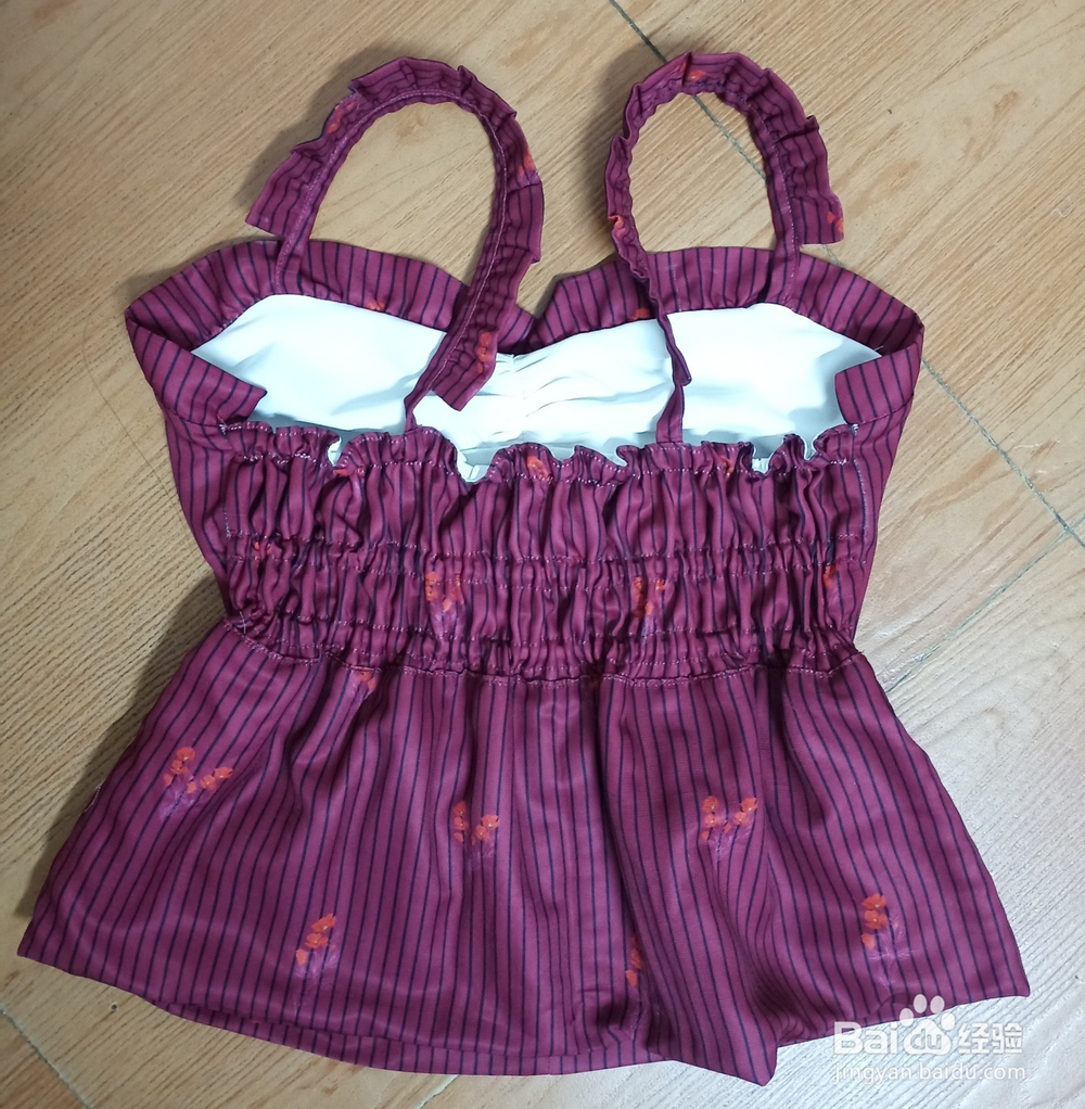 程太太做手工之——如何制作红色露胃吊带小背心