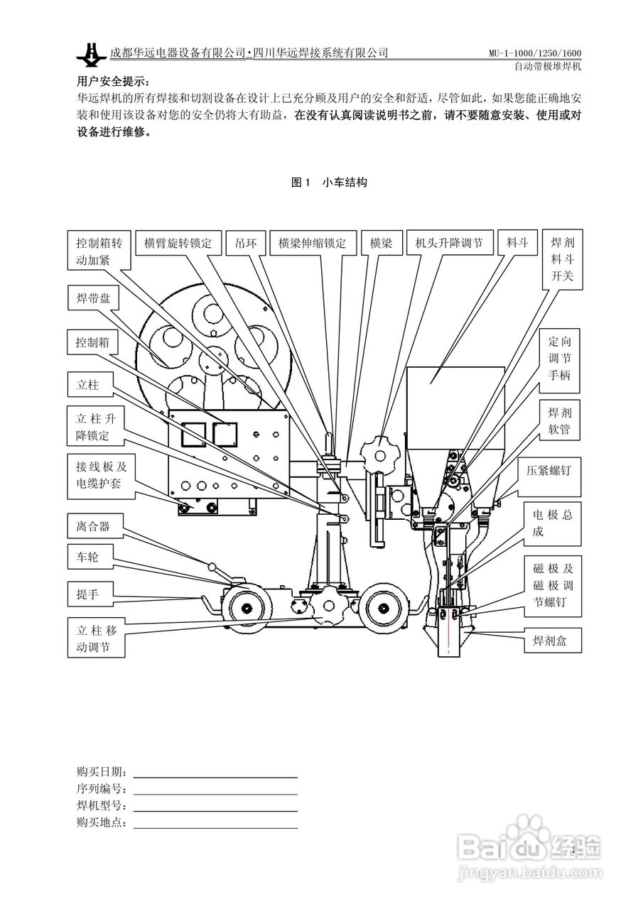 华远MU-1-1600自动带极堆焊机使用说明书:[1]