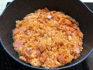 拉丝芝士火腿焗饭的做法