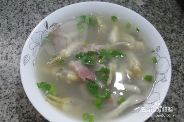 咸肉秀珍菇蛏子汤