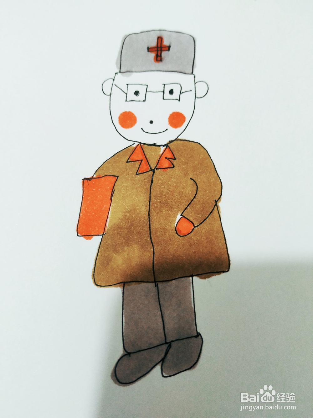 怎么画瘦高个医生简笔画