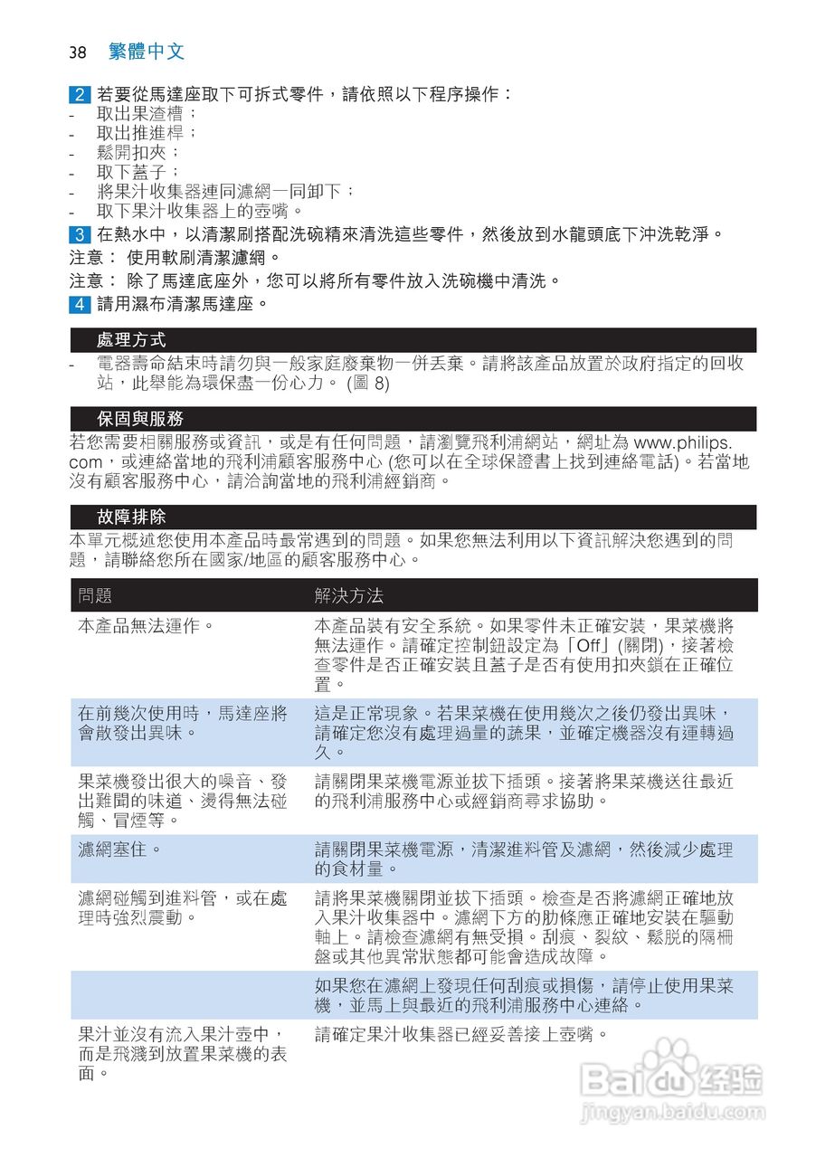 飞利浦HR1854榨汁机使用说明书:[4]