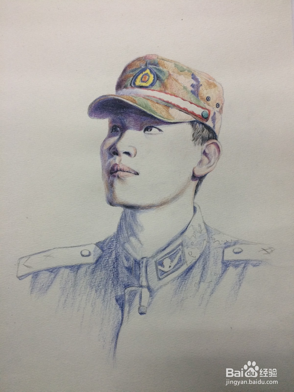 素描：彩铅肖像画画法，武警消防战士绘画艺术。