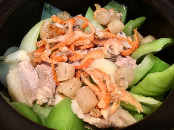 干贝虾米芥菜煲