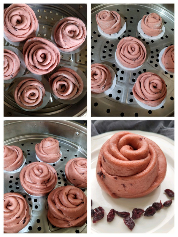 蔓越莓玫瑰花馒头