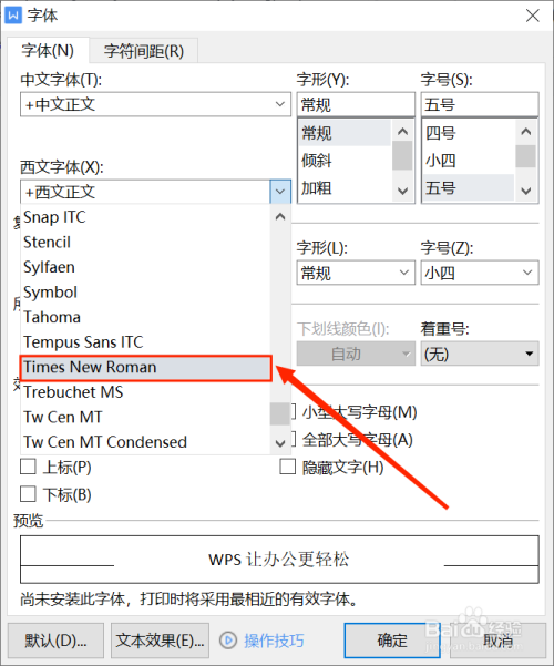 新罗马字体英文