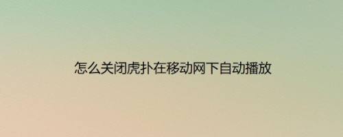 怎么关闭虎扑在移动网下自动播放