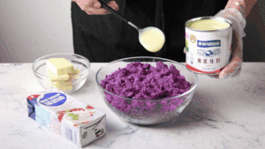 红豆沙紫薯汤圆