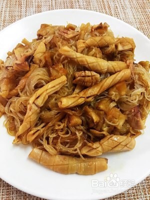 瑶柱鱿鱼干炒粉丝的做法