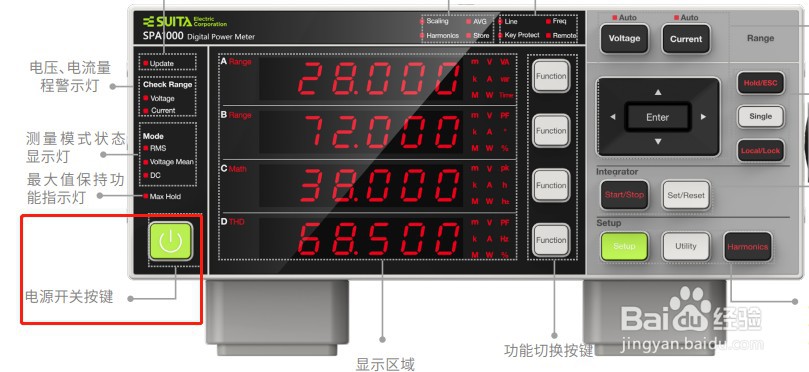 吹田电气数字功率计SPA1000的按键功能简介