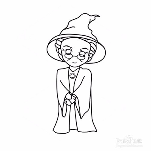 简笔画-如何画哈利波特麦格教授的简笔画